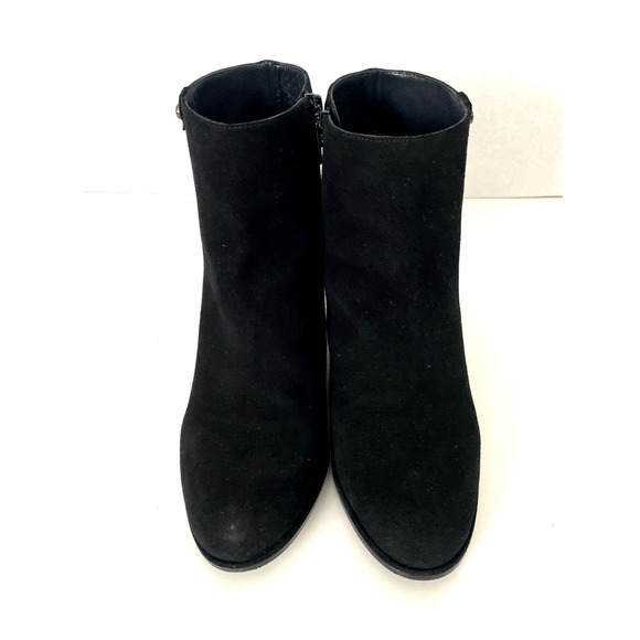 Stuart Weitzman Sidetrack Suede Bootie Ankle Boot Black Round Toe Wedge … - Picture 5 of 9